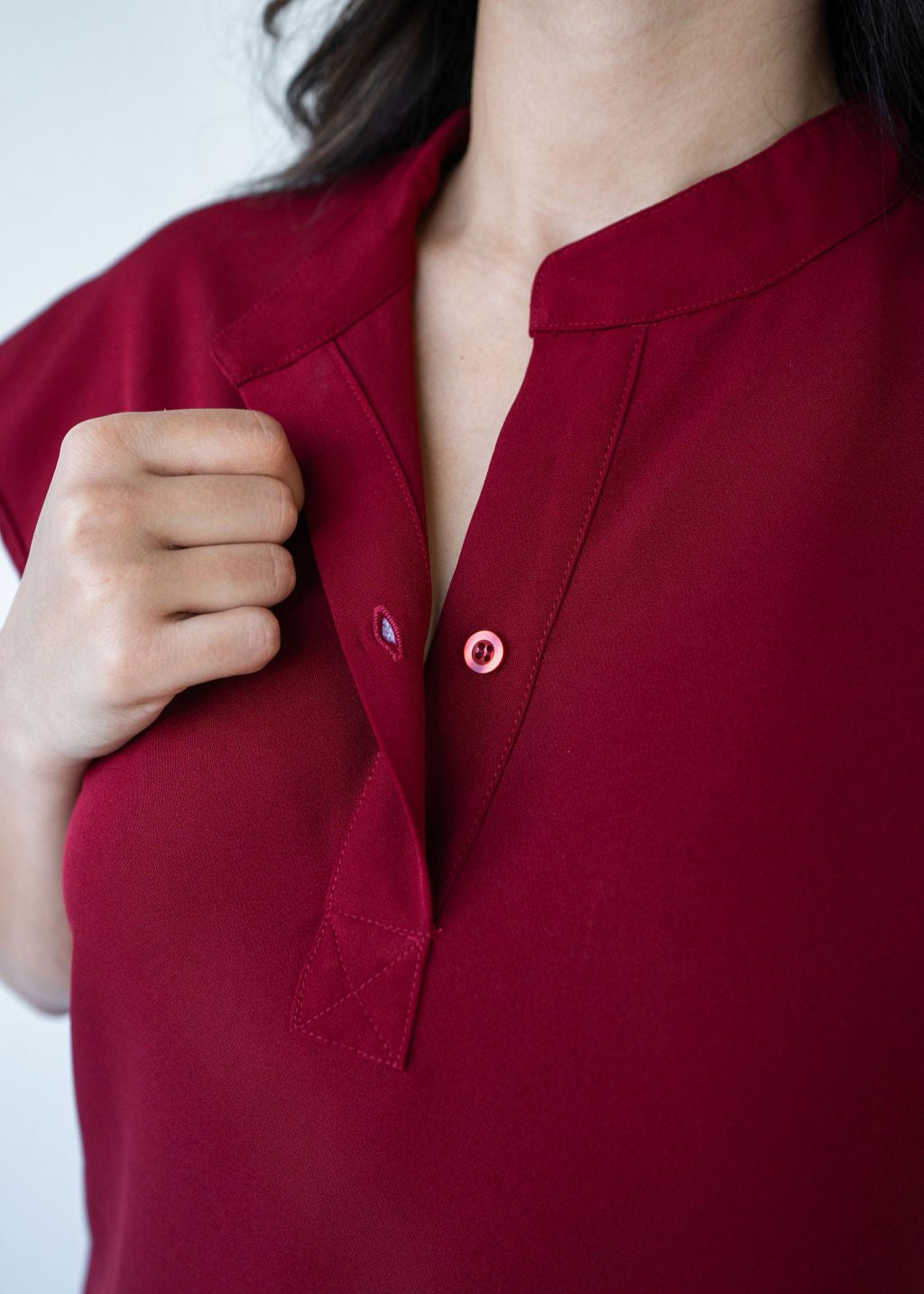 Elevated Mandarin Collar Scrub Top