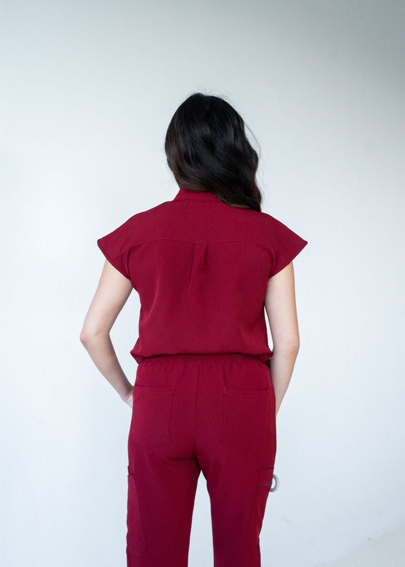 Elevated Mandarin Collar Scrub Top