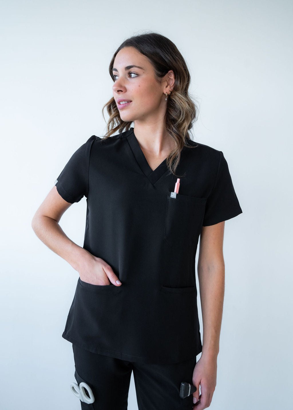 Practical Three-Pocket Scrub Top
