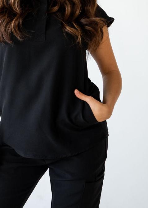 Elevated Mandarin Collar Scrub Top