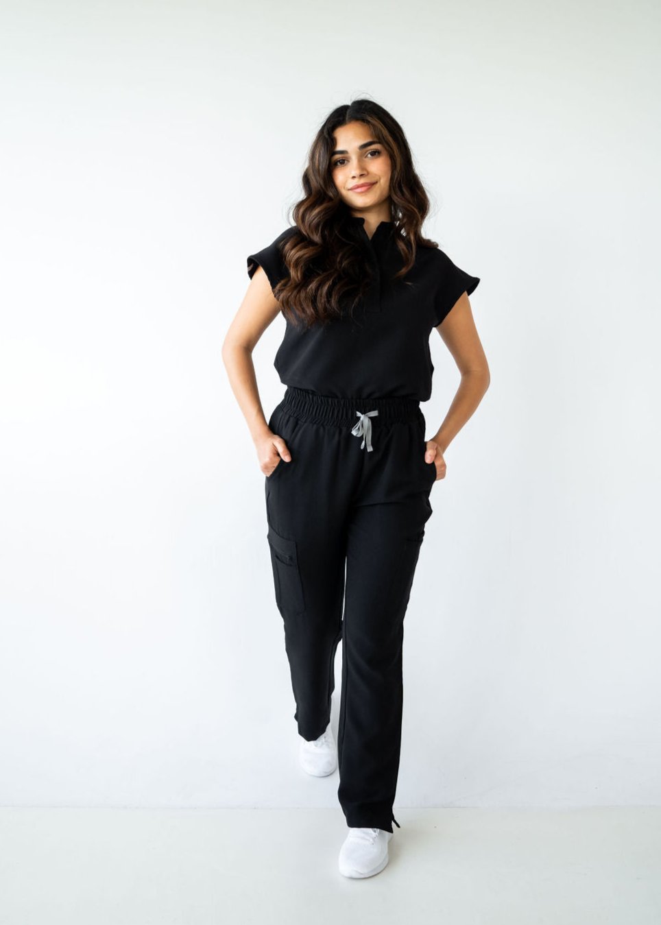 Elevated Mandarin Collar Scrub Top