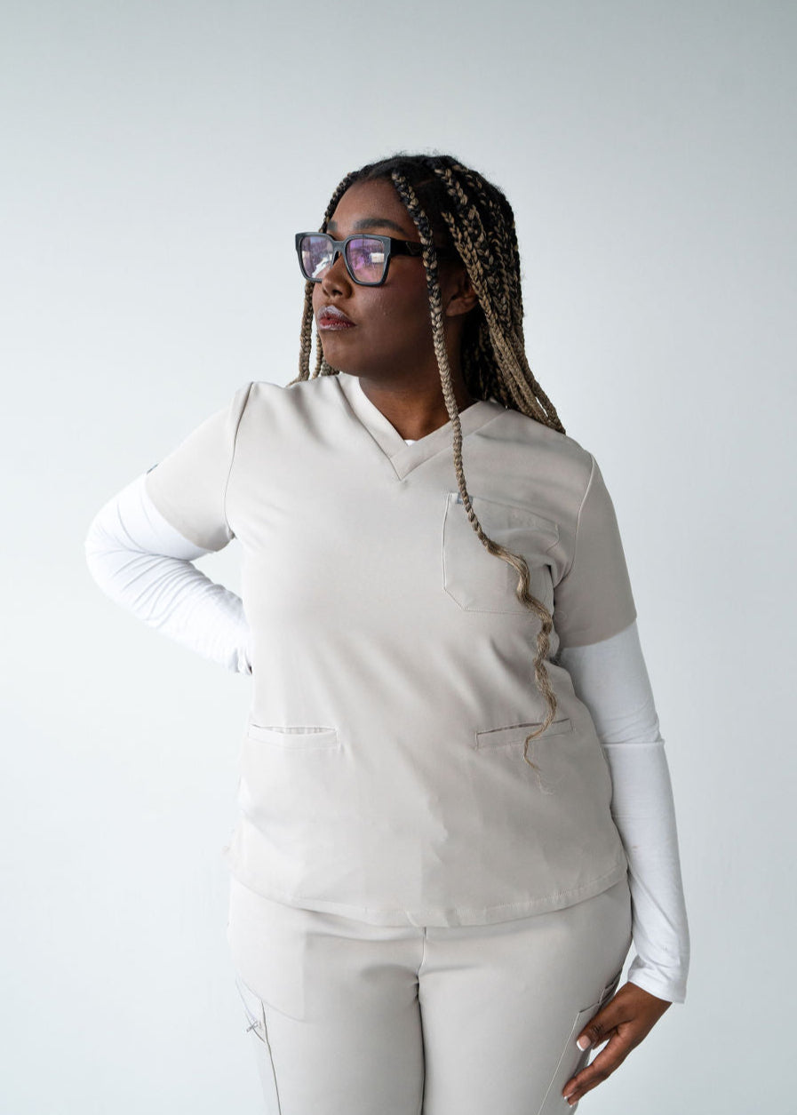Practical Three-Pocket Scrub Top