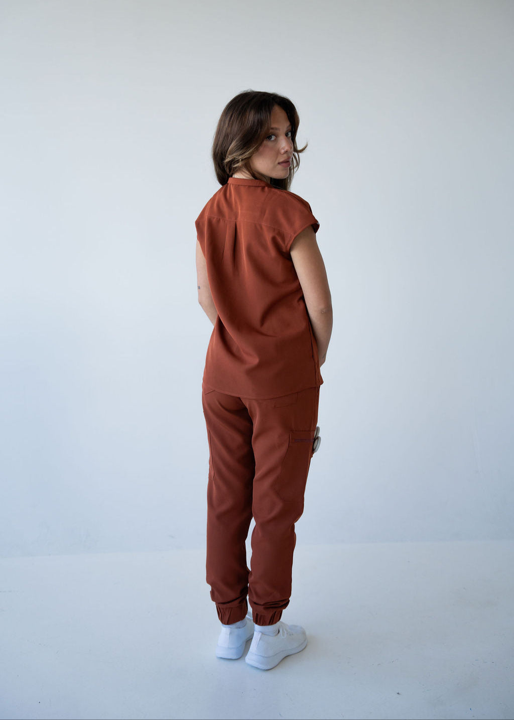 Elevated Mandarin Collar Scrub Top