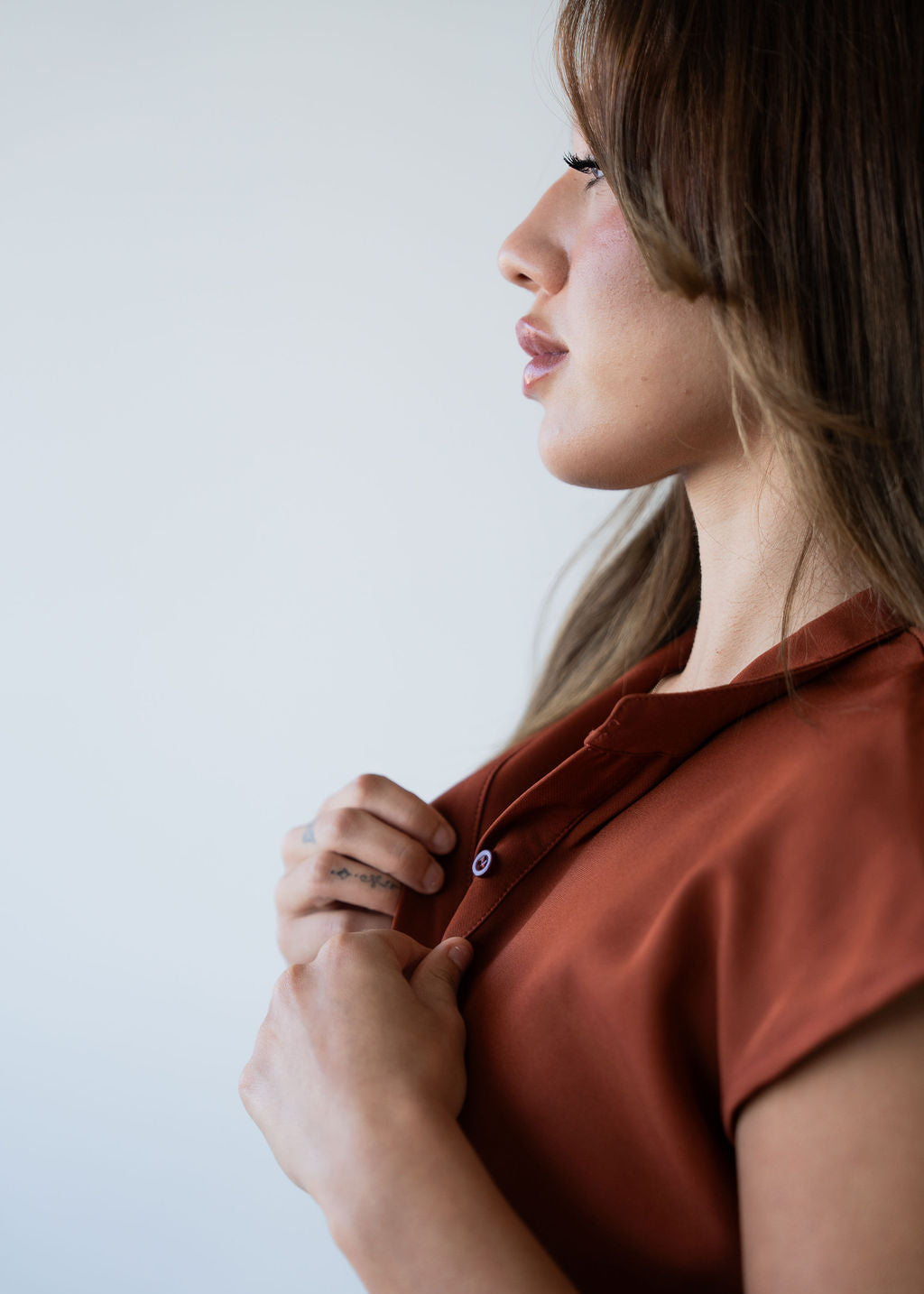 Elevated Mandarin Collar Scrub Top