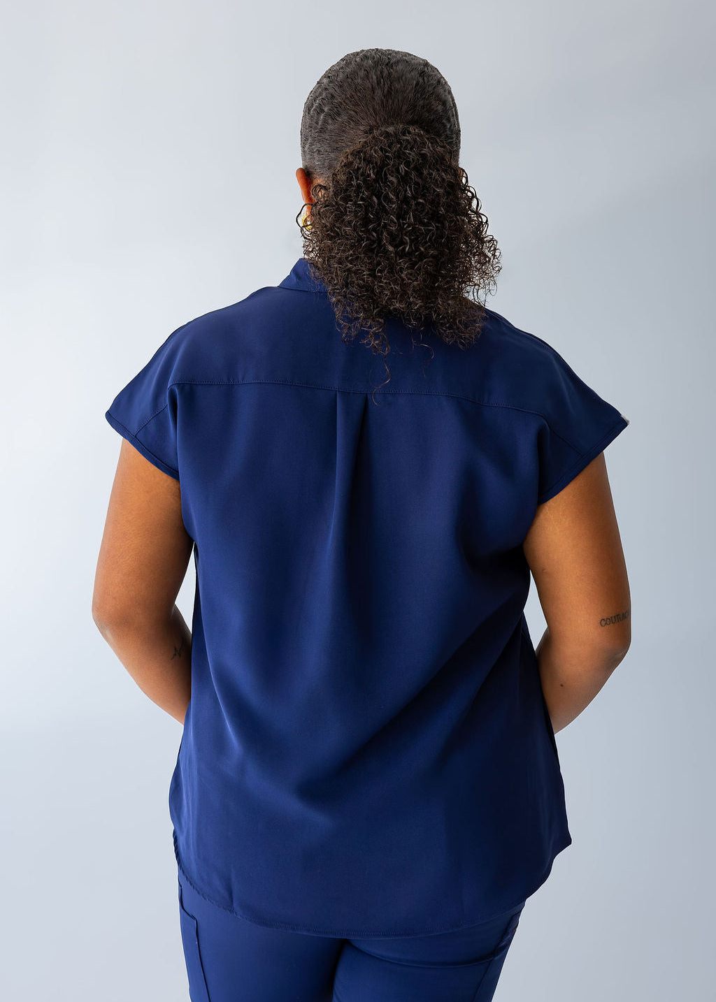 Elevated Mandarin Collar Scrub Top