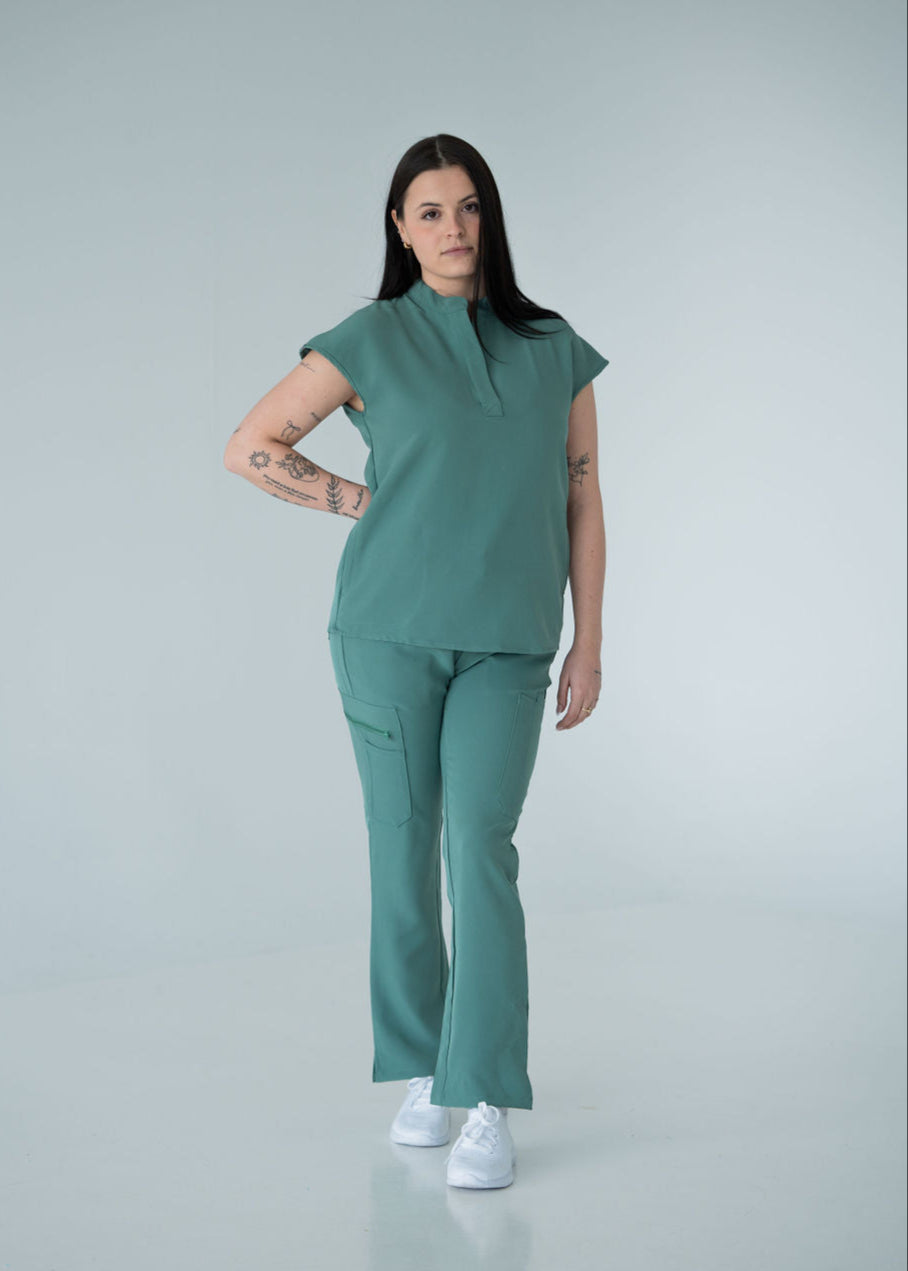Elevated Mandarin Collar Scrub Top