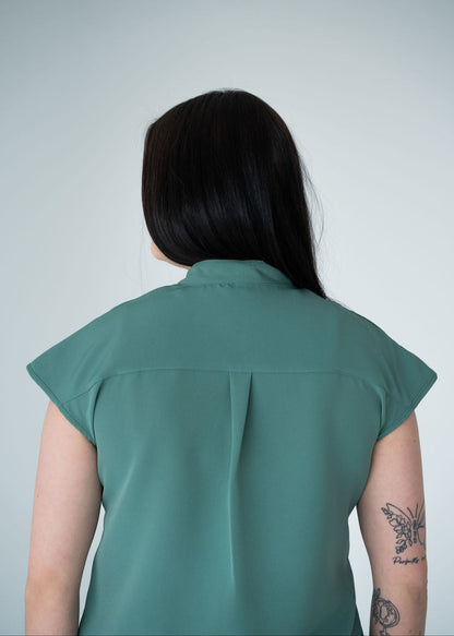 Elevated Mandarin Collar Scrub Top