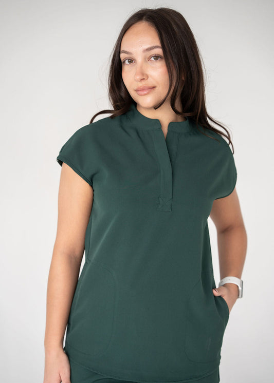 Elevated Mandarin Collar Scrub Top