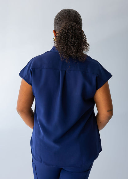 Elevated Mandarin Collar Scrub Top