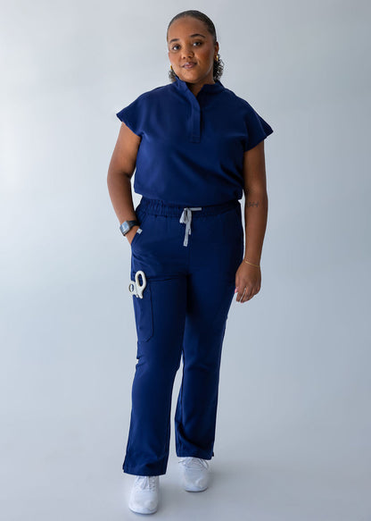 Elevated Mandarin Collar Scrub Top
