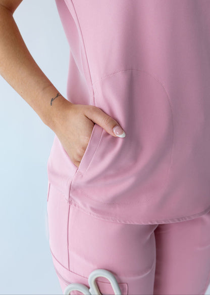 Elevated Mandarin Collar Scrub Top