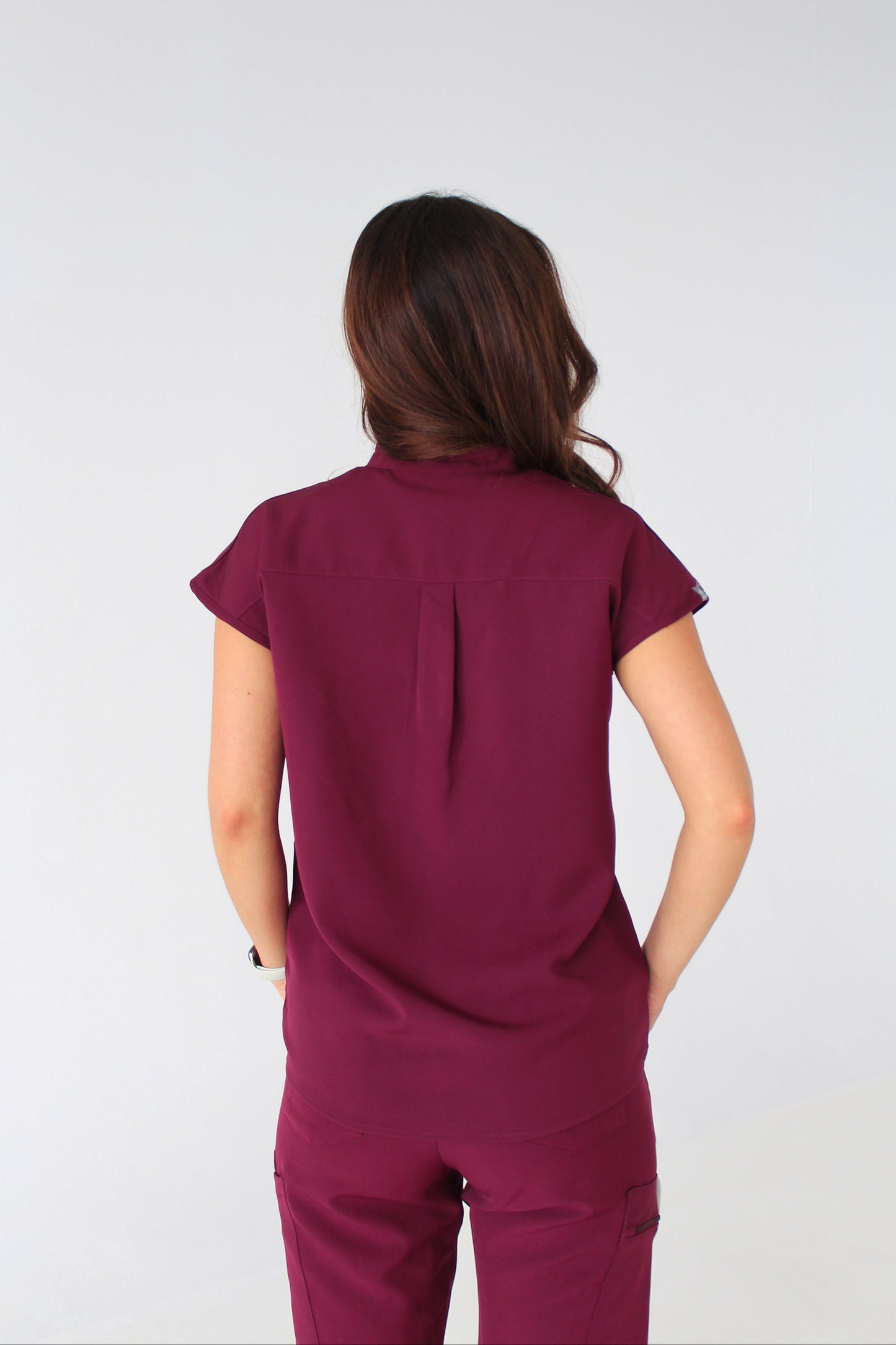 Elevated Mandarin Collar Scrub Top