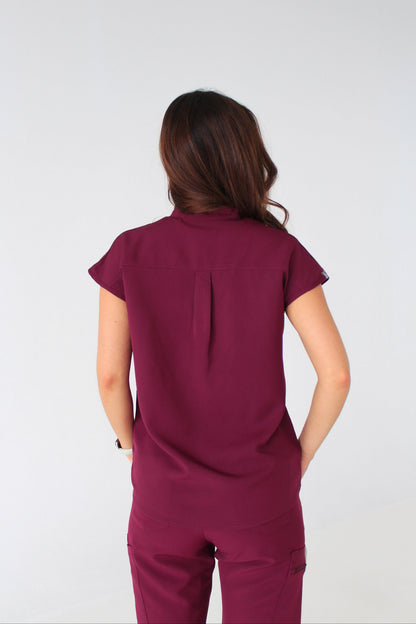 Elevated Mandarin Collar Scrub Top