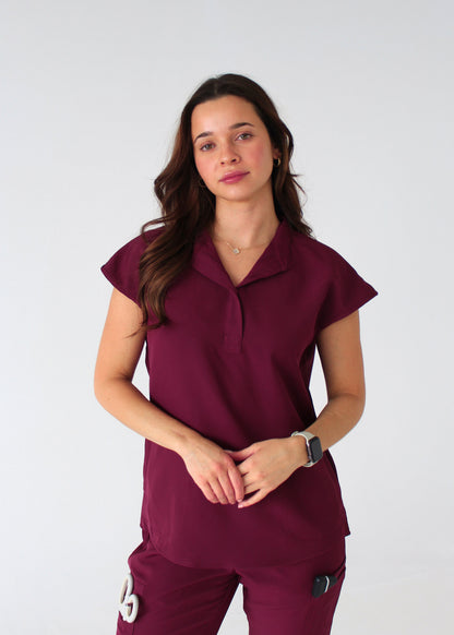 Elevated Mandarin Collar Scrub Top